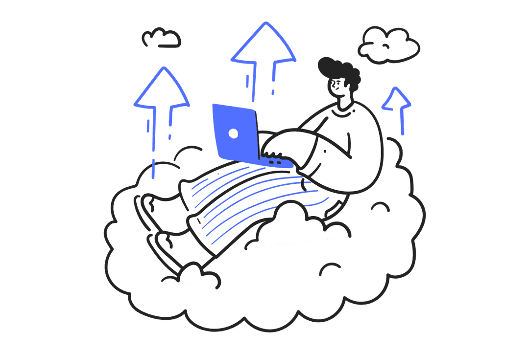 Teacher using Taughtful - illustration of person with laptop surrounded by ideas
